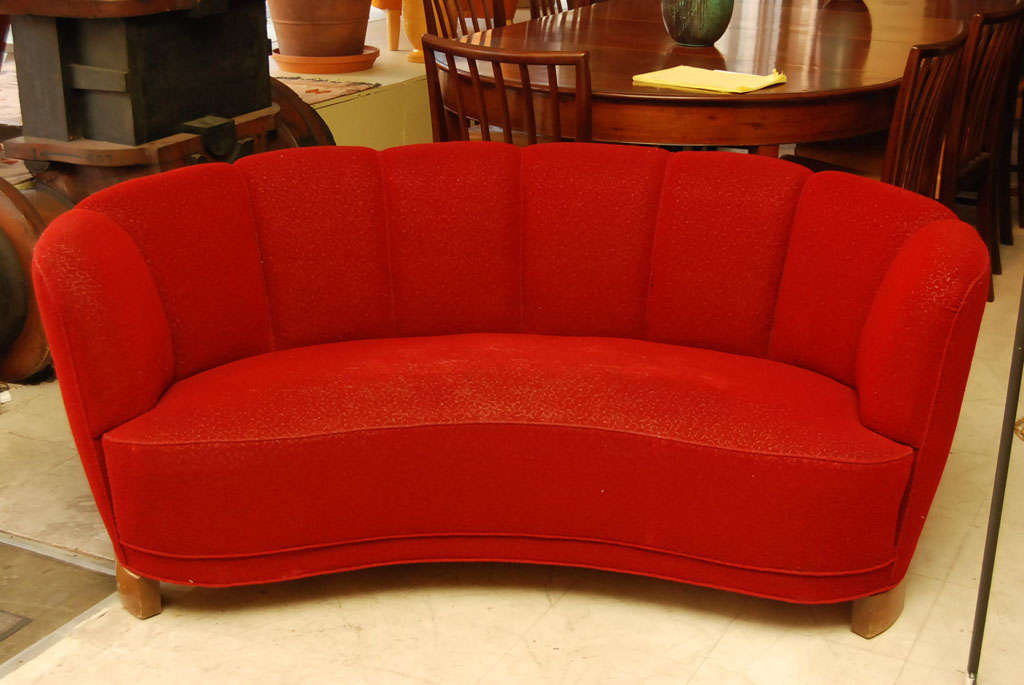 Danish Red 'Banana' Sofa