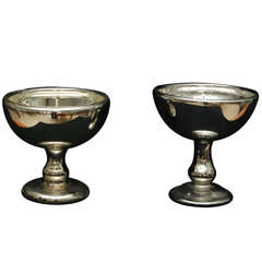 Two Mercury Glass Compotes