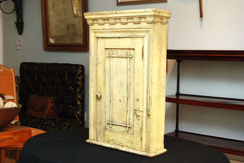 American Painted Country Hanging Cabinet For Sale