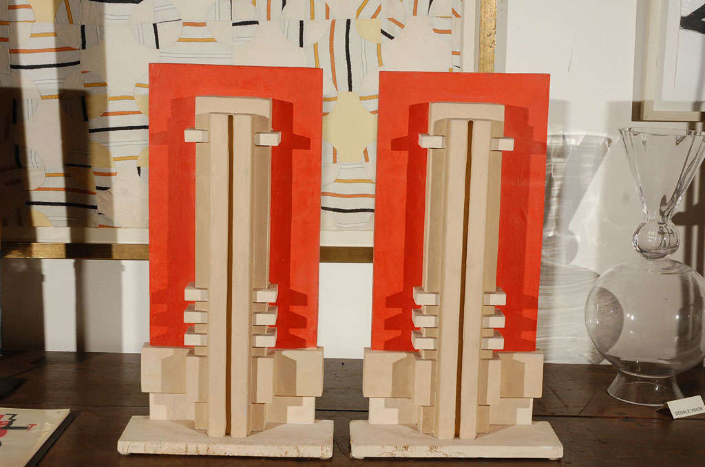 pair 1930's Art Deco plaster architectural castings