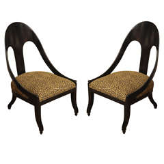 Ebonized Regency style spoon back chairs