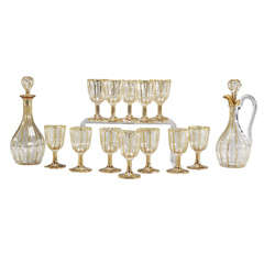 Set of 2 Baccarat Gilded Decanters with 12 Matching Ports