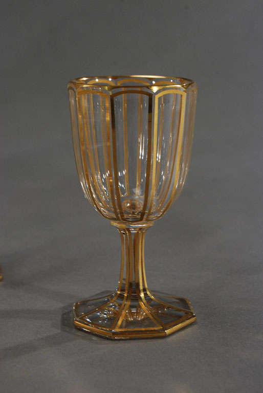19th c. Baccarat Gilded Crystal Goblets & Decanters 2