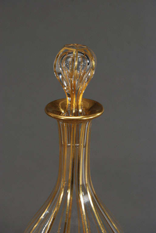 19th c. Baccarat Gilded Crystal Goblets & Decanters 4