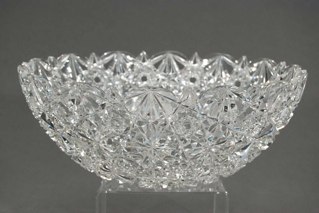 A rare and large example of America's great Brilliant Period cut crystal. Get ready to celebrate the New Year with this extraordinary punchbowl. The blank is as clear and fine as running water and it catches and refracts the light unlike anything