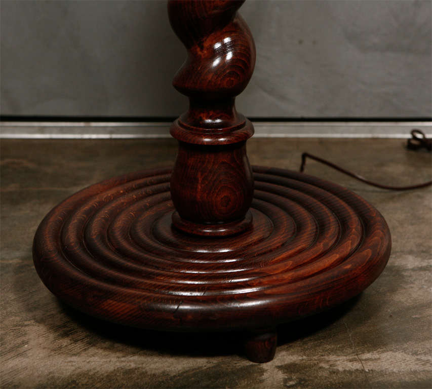 Oak Antique Floor Lamp with Shelf