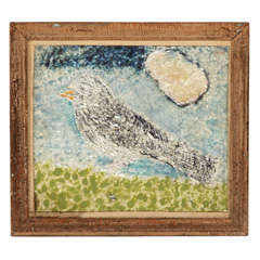 Vintage Folk Art Bird Painting