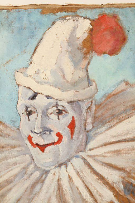 American Oil on Canvas Clown Painting