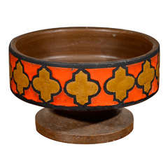 "Harlequin" Earthtone Footed Bowl by Raymor