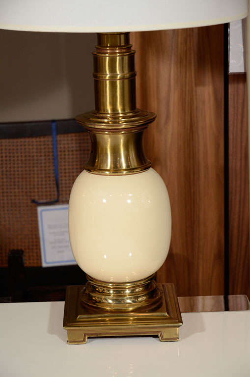 Laiton Paire de lampes de table en céramique Stiffel 