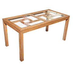 Chinese Open Fretwork Bamboo Center Table or Desk