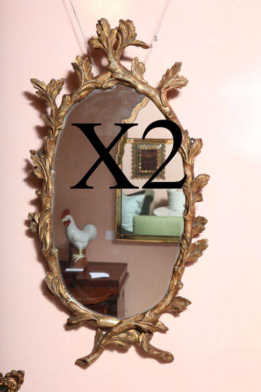 19th Century A Pair of George III Carved and Gilded Twig Form Mirrors For Sale