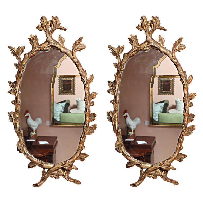 A Pair of George III Carved and Gilded Twig Form Mirrors For Sale