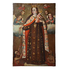 A Spanish Colonial, 18th Century Madonna and Child.