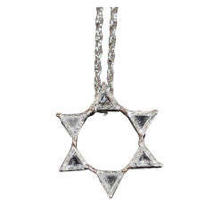 Modernist Triangular  Cut Diamond Star of David Pendant
