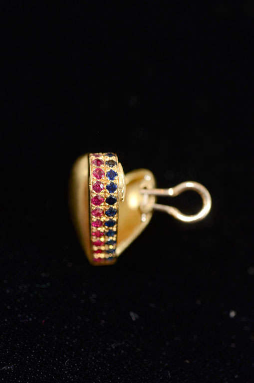KIESELSTEIN-Cord  Heart Shaped Ruby Sapphire and Gold Earrings 1