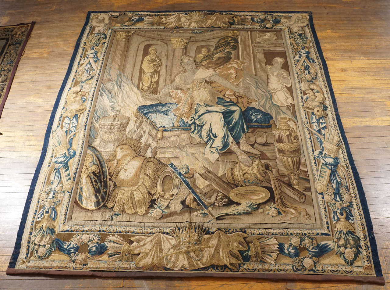 An important second half 17th century tapestry depicting 'Dido on the Pyre' after a cartoon by Isaac Moillon (1614 -1673) from the series 