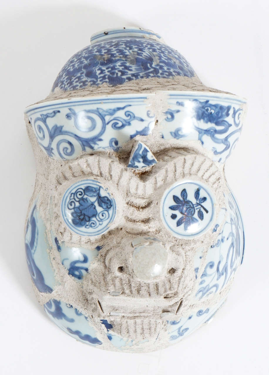 Temple Guardian Head Composed of 17th Century Ming Porcelain Shards, Thailand