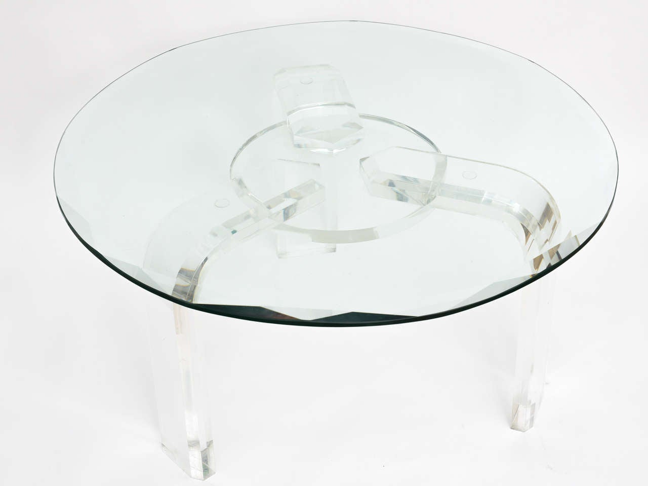 Les Prismatiques Round Cocktail-Coffee Table in Lucite and Beveled Glass 1