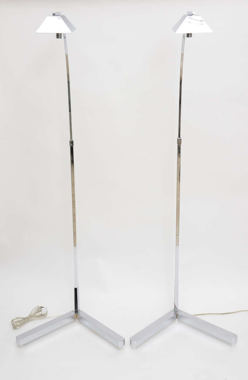 Pair of Casella Chrome Floor Lamps In Good Condition In West Palm Beach, FL