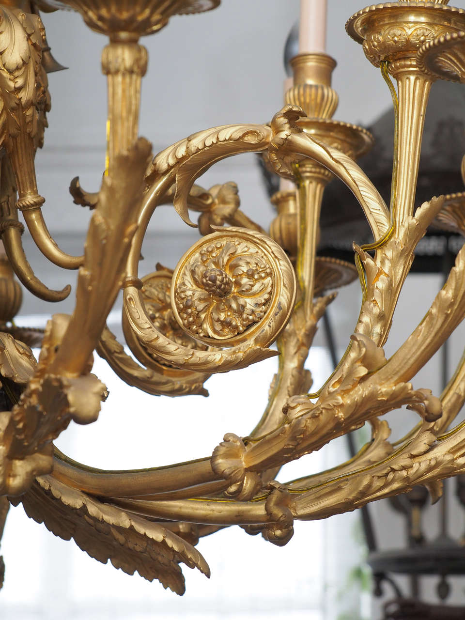 Large Bronze Chandelier with Cherub Decoration 1