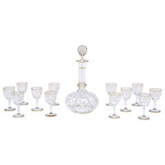 19th Century Moser Quatrefoil Decanter with 12 Dessert Wine Goblets