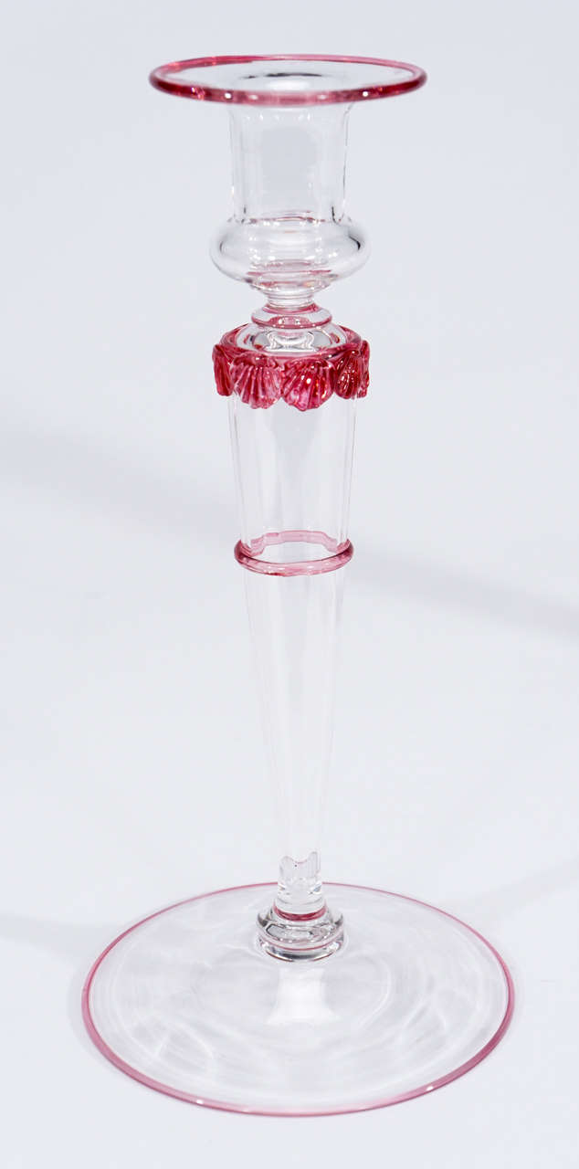 Crystal Three-Piece Steuben Centerpiece with Candlesticks Set 