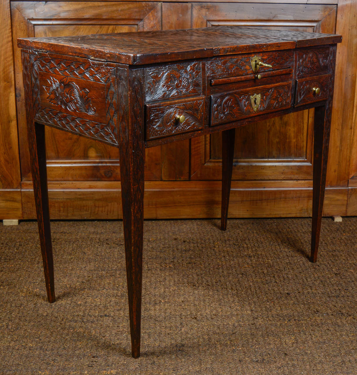 Dressing or Powder Table in Darkened Walnut, Early 19th Century