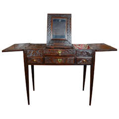 Antique Dressing or Powder Table in Darkened Walnut, Early 19th Century