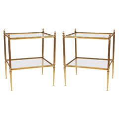 Pair of Elegant Side Tables in Gilt Bronze circa 1940s Attribution Maison Jansen