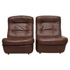 Saturday Sale Pair of Leather Lounge Chairs by Airborne International