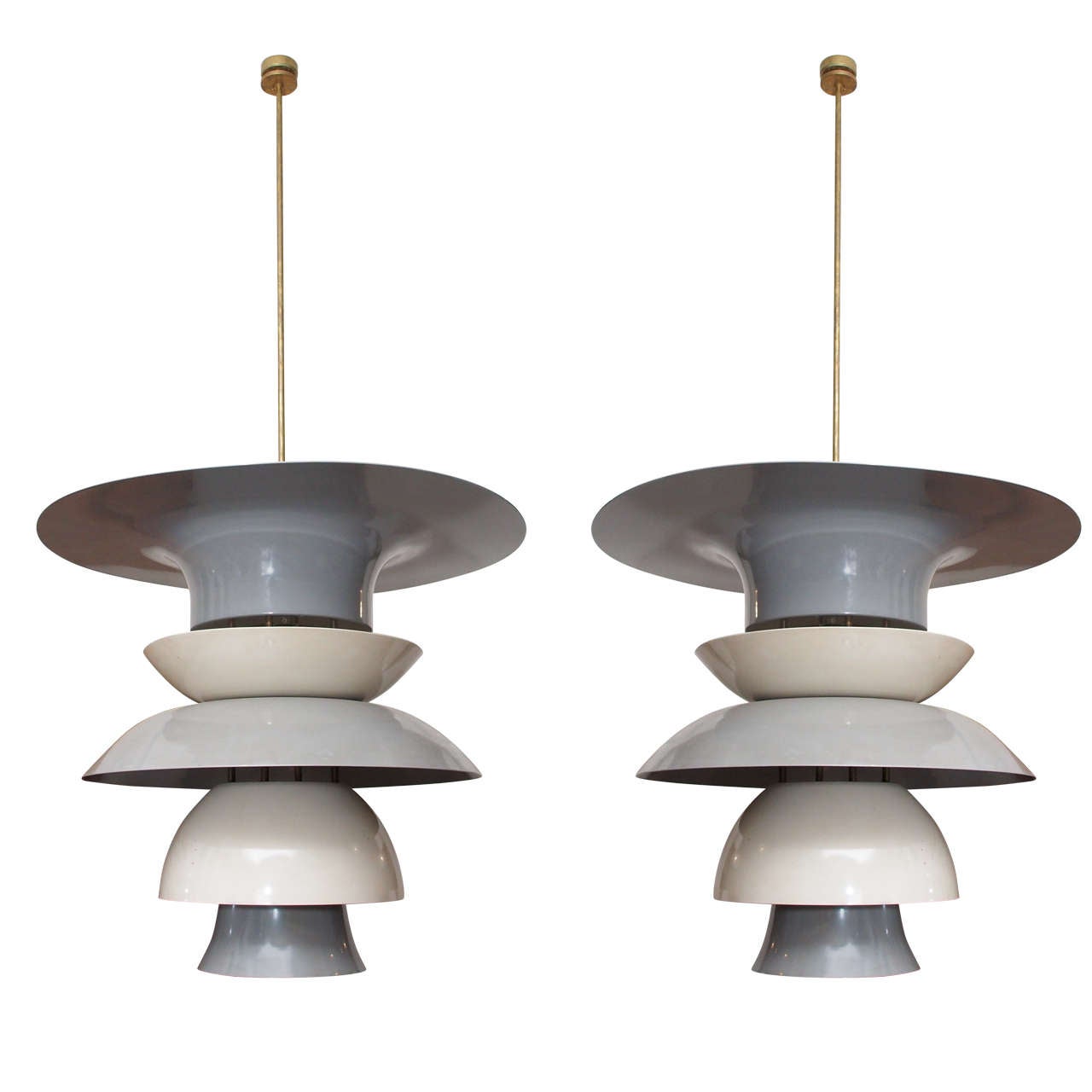 Two Large Pendants in the Style of Frits Henningsen