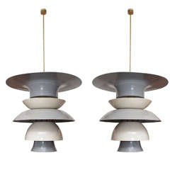 Two Large Pendants in the Style of Frits Henningsen