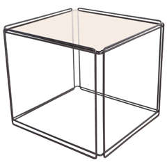 Isosceles Side Table in Smoked Glass and Metal by Max Sauze