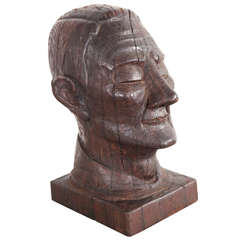 Carved Wooden Bust of a Man