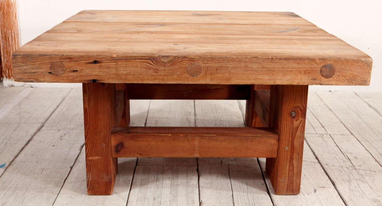 Rustic Wood Block Square Coffee Table 1