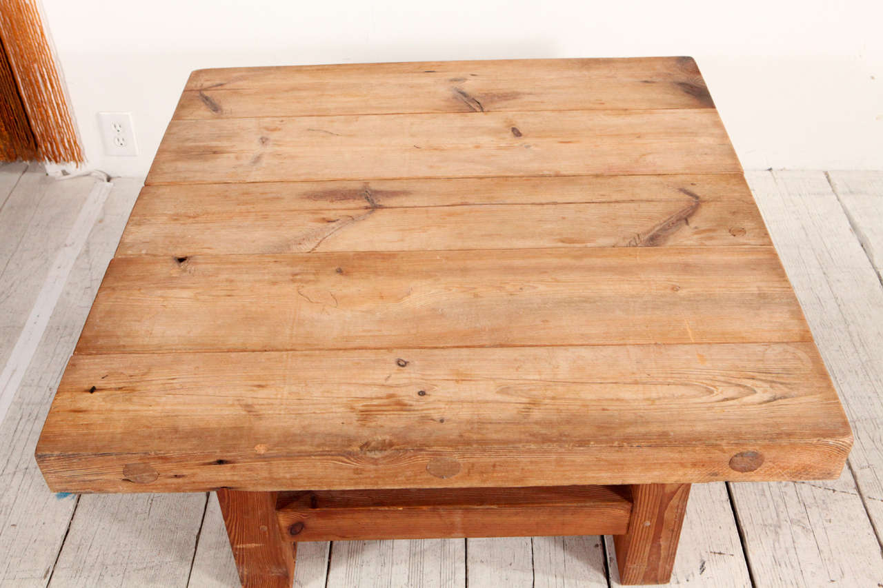 Rustic Wood Block Square Coffee Table 3