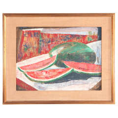 Still Life Oil Painting of Watermelon