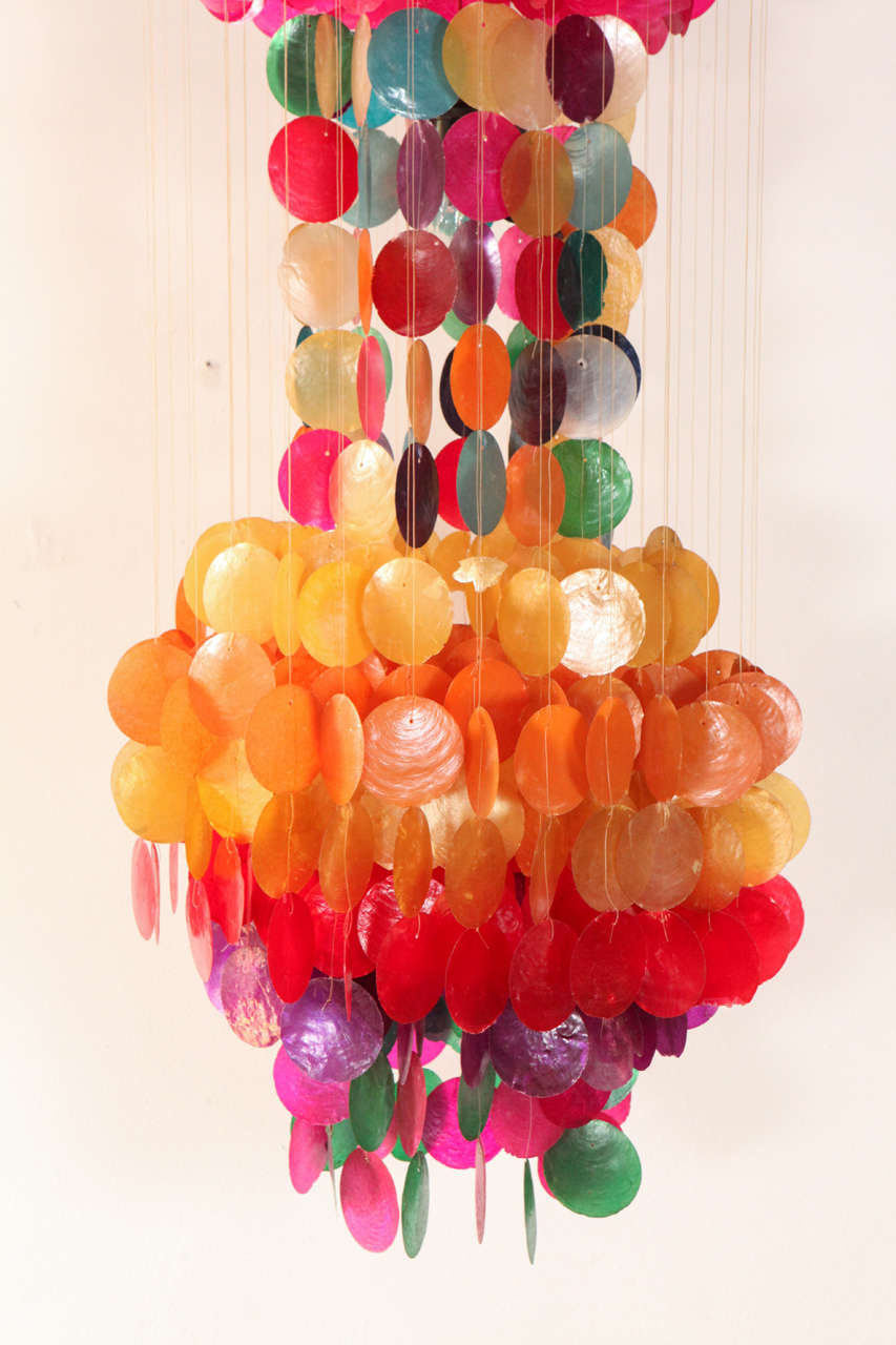 Mexican Hanging Colorful Capiz Shell Pendant
