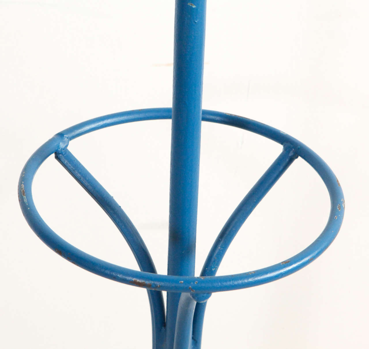 Mid-20th Century Cerulean Blue Metal Coat Rack and Umbrella Stand