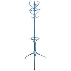 Cerulean Blue Metal Coat Rack and Umbrella Stand