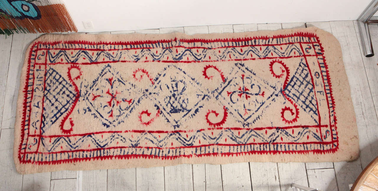 Hand painted vintage rug from France.