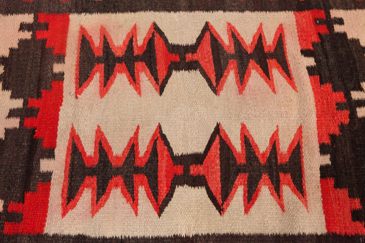 Mid-20th Century Red, Brown, and Cream Mexican Weaving