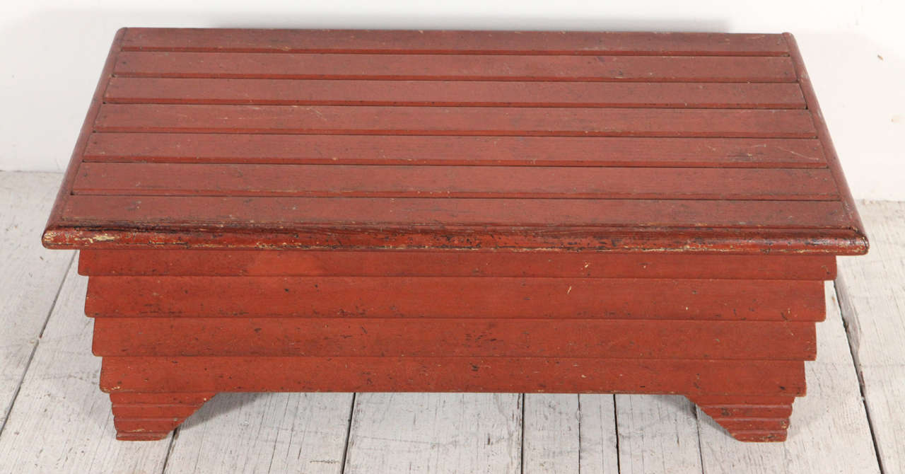 Red Slatted Folk Art Style Bench / Trunk 1