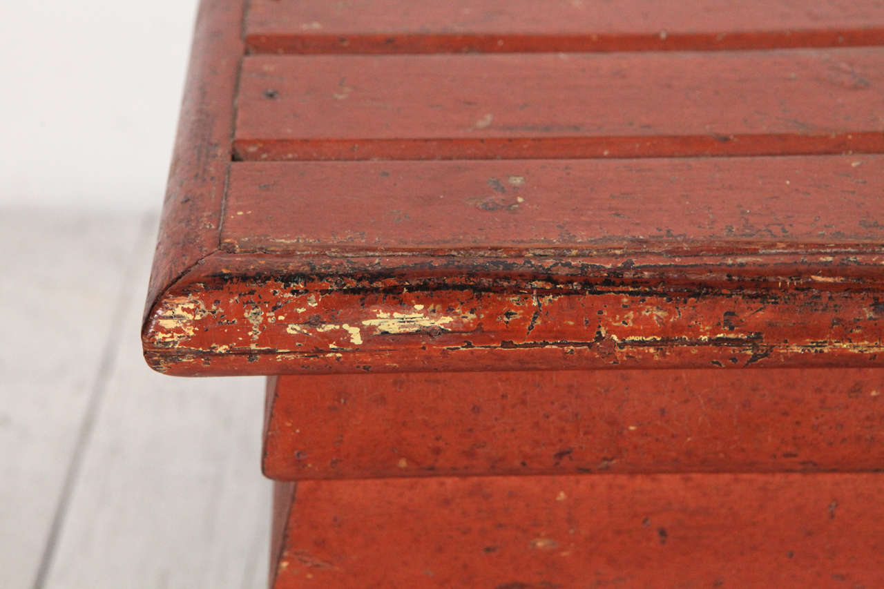 Red Slatted Folk Art Style Bench / Trunk 2