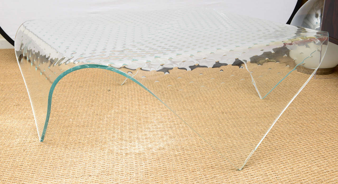 Italian Murano Clear Glass Sculptural Cocktail Table
