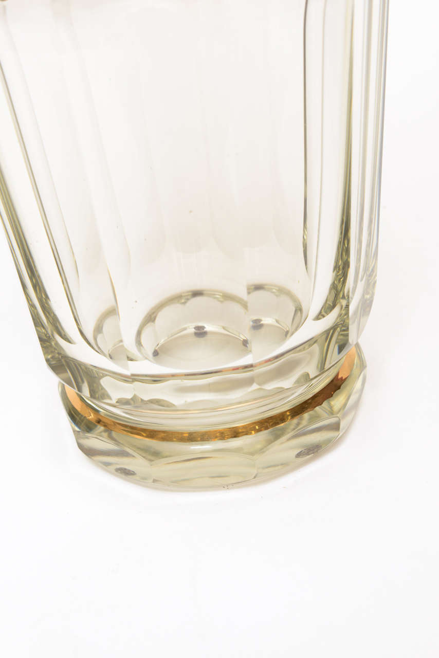 French Baccarat Crystal and Gold Painted Greco-Romanesque Monumental Vase In Good Condition In North Miami, FL