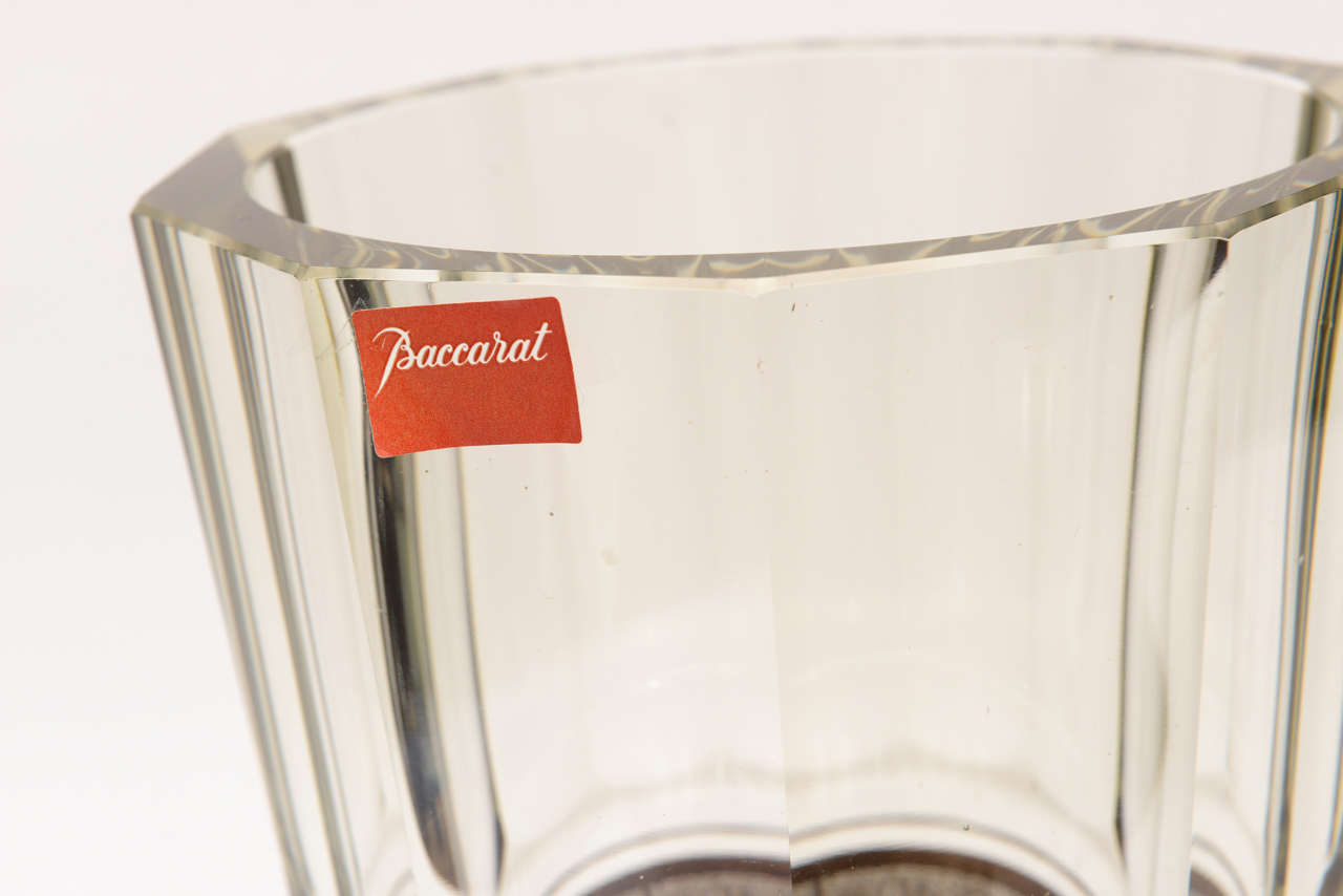 Late 20th Century French Baccarat Crystal and Gold Painted Greco-Romanesque Monumental Vase
