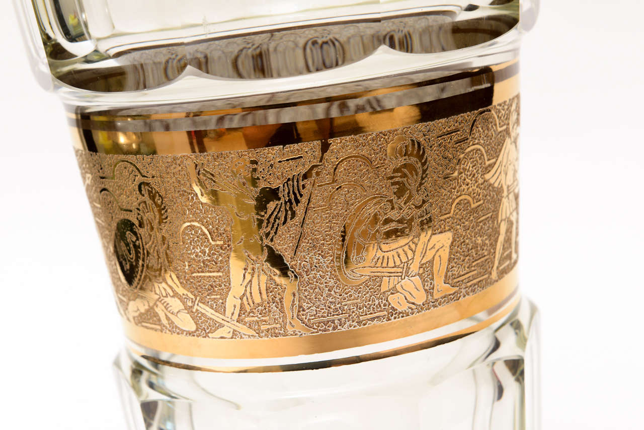 French Baccarat Crystal and Gold Painted Greco-Romanesque Monumental Vase 1