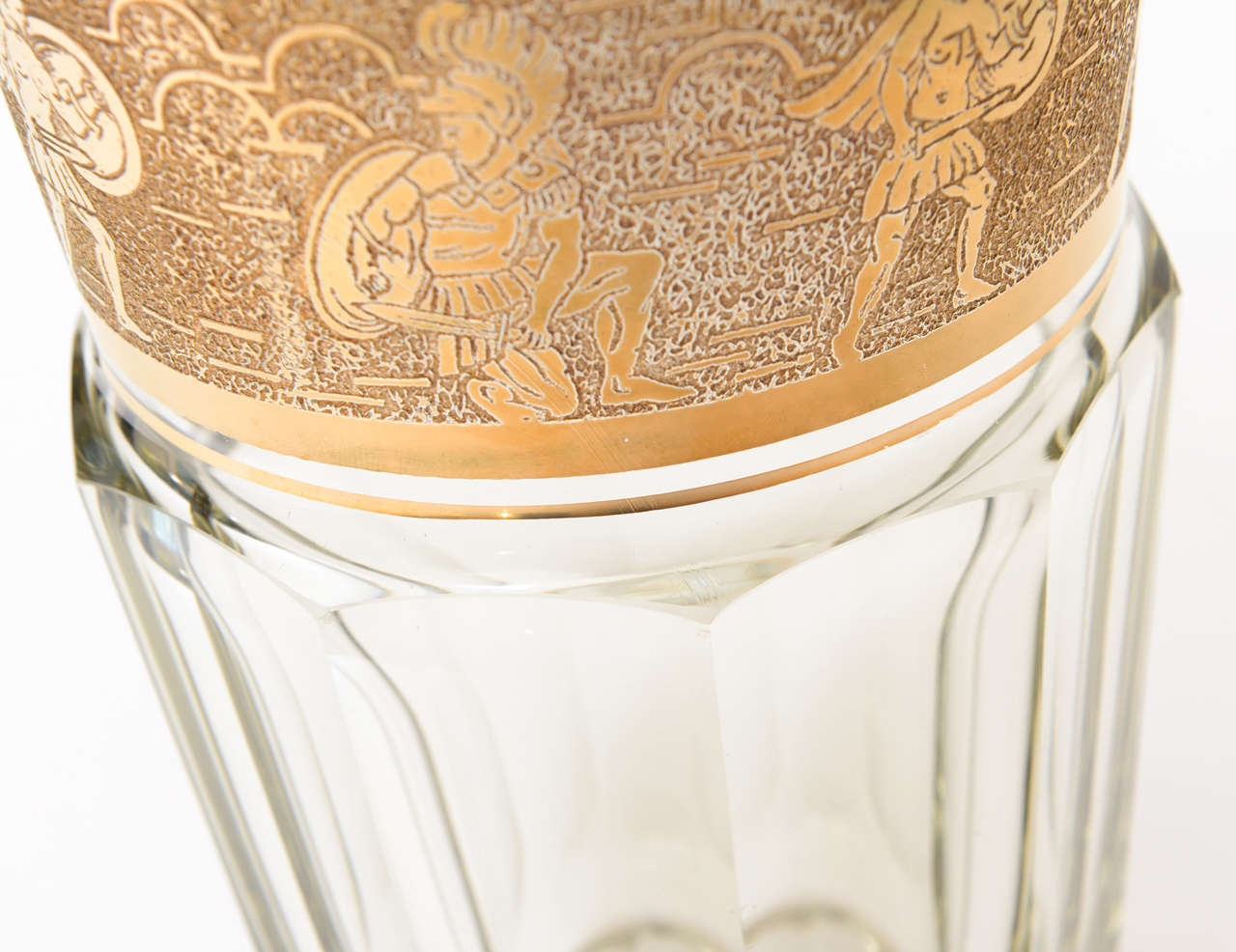 French Baccarat Crystal and Gold Painted Greco-Romanesque Monumental Vase 4
